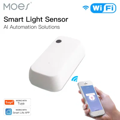 WiFi Smart Lichtsensor Beleuchtung Beleuchtungssensor Detektor zur KI-Automatisierung 1000lux 12V Max Tuya Smart Life APP Drahtlose Fernbedienung Moes Alexa